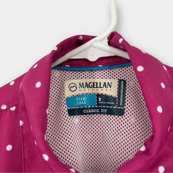 Magellan Fishing Hiking Short Sleeve Button Down Top in Pink Polka Dot Size S - Picture 5 of 7